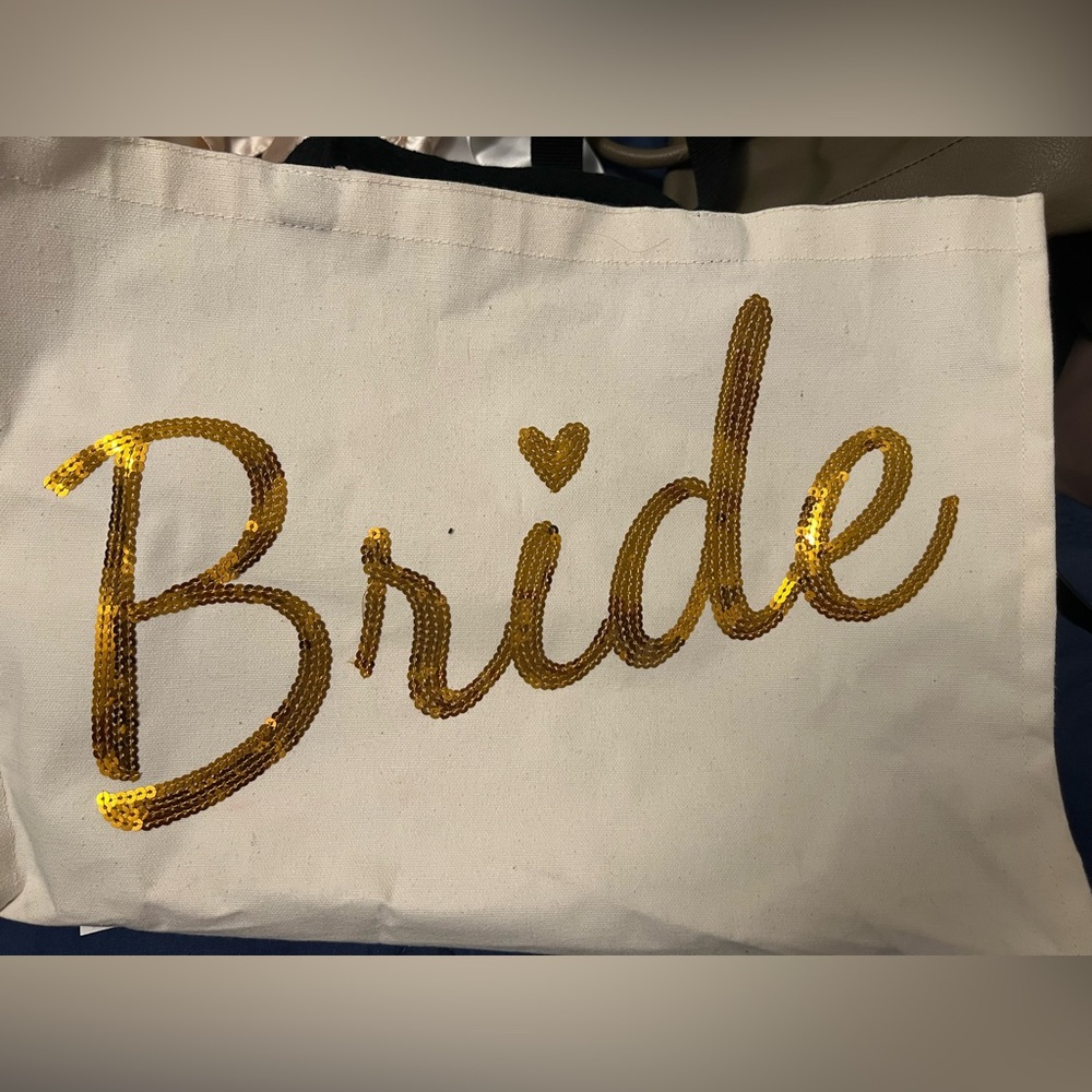 Gold Sequin Bride Tote Bag